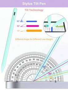10代/11代 (A16 晶片) 2022, 2025/Air4/5/6 10.9 吋相容觸控筆，高靈敏度觸控螢幕筆，無需藍牙，可調筆尖寬度與陰影效果，相容於 iPad 7/8/9 10.2 吋/Pro 11 2018-2022 11/12.9 吋，可更換，薄荷綠附 LED 電量指示燈，90mAh 電池 - 薄荷綠 - 查看 6