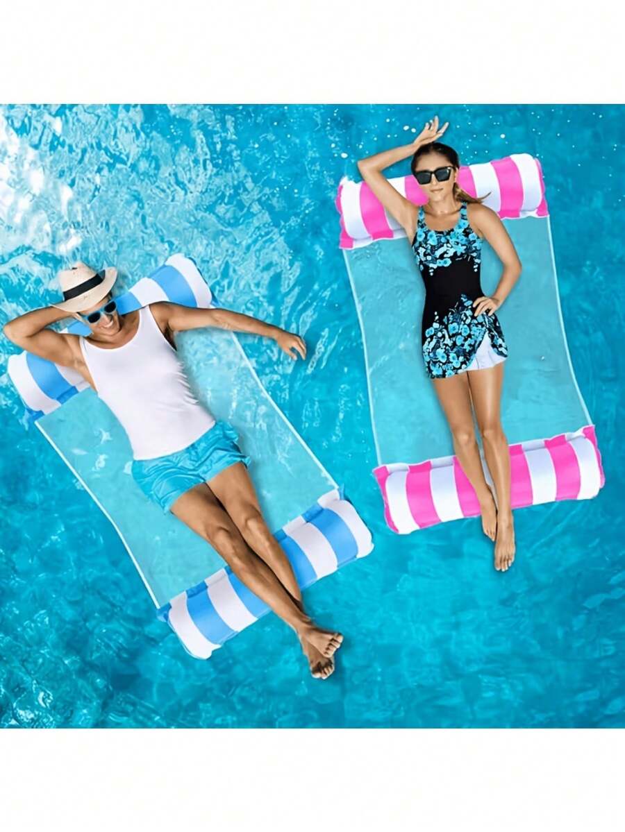 Flotador inflable de PVC grueso para adultos - Balsa a rayas, hamaca de piscina. Adecuado para piscinas, playas y otras actividades acuáticas para adultos. Flotador de piscina de PVC multifuncional, que combina las funciones de silla de salón y deriva, una opción ideal para viajar