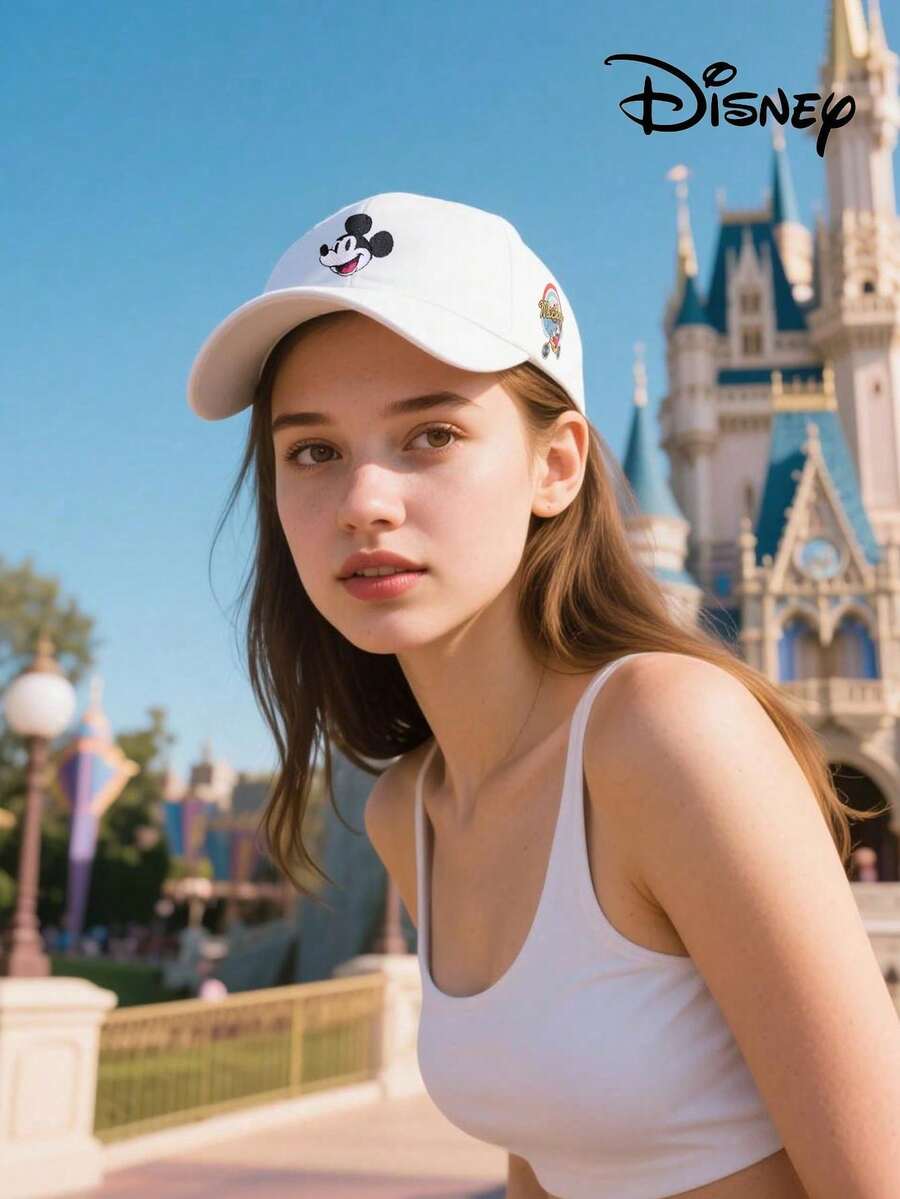 Mũ lưỡi trai unisex thêu hình chuột Mickey chính hãng Disney, có thể điều chỉnh, màu trung tính, thích hợp cho hoạt động ngoài trời, chống nắng, du lịch mùa xuân/thu, đi biển, phong cách Y2K dễ thương, phù hợp cho thanh thiếu niên đi học, mùa hè. - Nhiều màu - Xem 1