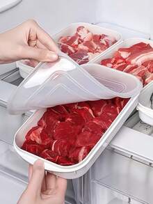 White Refrigerator Storage Box, PP Material Airtight Food Container With Lid, Suitable For Storing Fruits, Vegetables, Meat, Steaks And Other Kitchen Refrigerator Foods - Multicolor - View 5