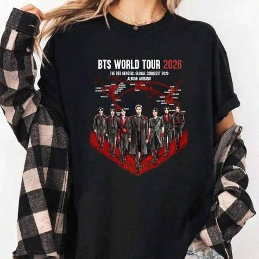 Arirang World Tour 2026 T-Shirt, An Excellent Gift For Friends, 100% Pure Cotton, Unisex - Black - View 1
