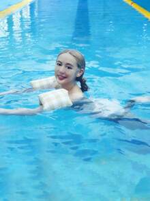 1 Peça Braçadeira Inflável de PVC Xadrez Retrô, Adequada para Crianças, Adolescentes e Adultos, Braçadeiras de Piscina, Bóias Infláveis de Natação, Mangas Flutuantes, Adequadas para Nadadores Iniciantes, Mangas Infláveis de Natação - Multicolorido - Visão 4