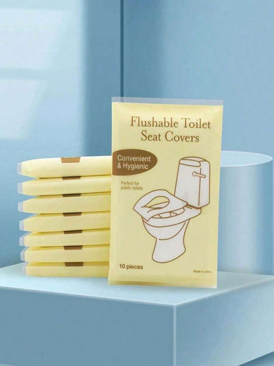 10片/包 一次性加厚防水可水洗旅行马桶座垫，便携式商务旅行马桶垫，可溶解便携式马桶垫，适合成人使用 - 彩色 - 查看 1