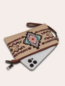 2pcs/Set Bohemian Vintage Women Handbag & Crossbody Shoulder Tote Bag With Wallet, Boho - Khaki - View 7