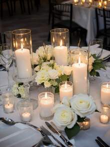 Bộ 1/6/8 bình hoa thủy tinh hình trụ - Bình trang trí đám cưới, giá đỡ nến nổi bằng thủy tinh trong suốt dùng làm vật trang trí trung tâm, trang trí đám cưới và nhà cửa. - Trong sáng - Xem 12