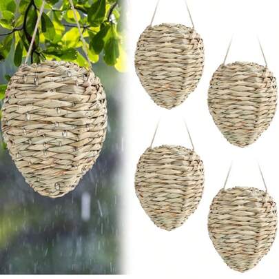 1pc Woven Crochet Wasp Nest Decoy, Waterproof Faux Hanging Wasp Hive Nests Artificial Fake Wasp Nest Decoy Decoration For Patio Eaves Yard Home