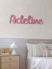 1pc Customized Wooden Wedding Name Plate, Personalized Bride Shower Party Name Tag, Thick Wooden Board, Home Decor Gift, Wedding Decoration - Pink - View 3