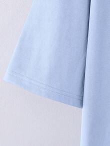 Camiseta minimalista azul claro para hombre, estilo europeo y americano, con logotipos de "Los Angeles" y "California" + letras góticas "LA" + rosa roja, ajuste cómodo, tela suave, disponible en varias tallas, enviada desde México. - Colores mixtos - Ver 5