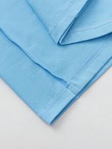 Balabala Conjunto de manga corta para niños primavera-verano 2026, parte superior y pantalones cortos de secado rápido, cómodo y suave, estilo casual - tinte azul - Ver 4