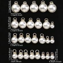Classic 8/10/12/14/16mm White Pearl Pendant 10/20pcs Round Loose Pearl Beads With Rhinestone Faux Pearl Charms For Jewelry Making - Pearl Pendant - View 5