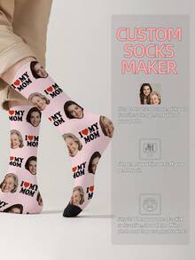1 Pair Customized Face Pattern Socks, Personalized Photo Socks, Customized Printed Socks, Funny Face Socks, Customized Pattern Socks, Print Any Face Image On Socks, Anniversary Gift, Valentine's Day Gift, Unique Birthday Gift, Customized Collectible Gift - Multicolor - View 11