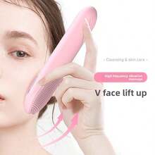 Electric Silicone Facial Cleansing Brush With Red Blue Light Therapy USB Rechargeable Beauty Instrument For Home Personal Care - Hồng - Xem 6