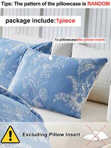 1pc Vintage Floral Print Pillowcase, French Countryside Style Polyester Pillow Cover, Botanical Pattern Decorative Throw Pillow Case, Suitable For All Seasons, Machine Washable, No Filling - Blue - View 4