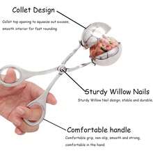 2Pcs Stainless Steel Meatball Maker, Manual Squeeze Meatball Molder Tongs, Non-Stick Easy Clean For Meat Balls Fish Balls Cookie Dough, Portable For BBQ Hot Pot Camping & Family Gatherings - View 5