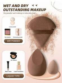 6/1pc Makeup Sponges: 2 Makeup Sponge + 2 Velvet Powder Puffs + 2 Mini Makeup Sponges, Multi-Functional Makeup Tools, Makeup Powder Puffs, Dry & Wet Use Makeup Sponges, Blush Puff, Loose Powder Puff, Suitable For Liquid Foundation, BB Cream, Concealer, Face Cream, Foundation, Suitable For All Skin Types - Brown - View 8