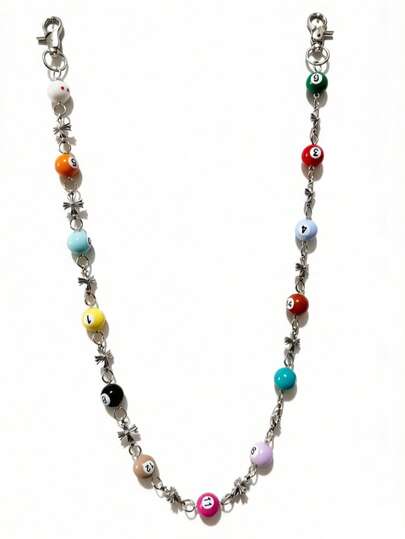 混色交叉台球链腰带，朋克Y2K嘻哈风腰部奢华配饰，万圣节节日礼物，随机发货