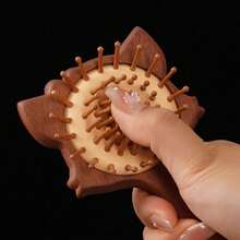 狐狸猫造型檀木发梳防静电气囊梳舒缓头皮气垫便携式按摩梳护发 - 彩色 - 查看 9