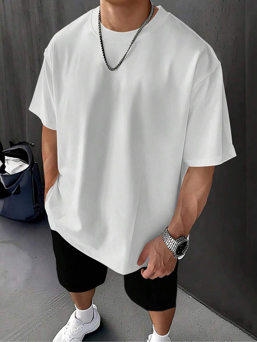 Big And Tall Men, Plus Size Breathable Quick Dry Heavyweight T Shirt, Casual Daily Office Gym Vacation Essential Comfort Fit, Independence Day Active Top,   For Men - 混合色 - 查看 1