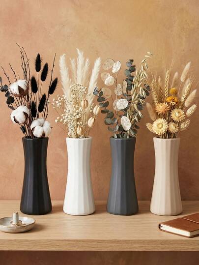 1 chiếc bình nhựa tối giản, trang trí nhà kiểu Bohemian màu trắng kem trung tính, hình học, thích hợp trồng cỏ lau, hoa giả, trang trí phòng khách, phòng ngủ, phòng tắm hiện đại, trang trí phòng theo phong cách nhà nông thôn, vật trang trí bàn, đám cưới, lễ Phục sinh, tiệc sinh nhật, tiệc cô dâu.
