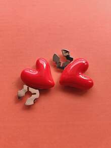1pc/2pcs Elegant Heart-Shaped Geometric Pattern Button Set, Shirt Button Set, Clip-On Button Set, Fashionable Crystal Cufflink Set, Suitable For Tuxedo And Wedding Dress Decoration - Red - View 7