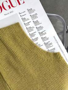Autumn/Winter New Ribbed Knit Vest, Coffee Color, Sleeveless, Double Zipper, Casual Commute Layering Essential - Mustard Yellow - View 7
