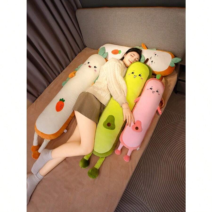 可爱长款牛油果毛绒娃娃睡眠枕头,大号面包造型填充娃娃,抱腿枕,儿童生日礼物,卧室装饰枕 - 長條枕 - 查看 1