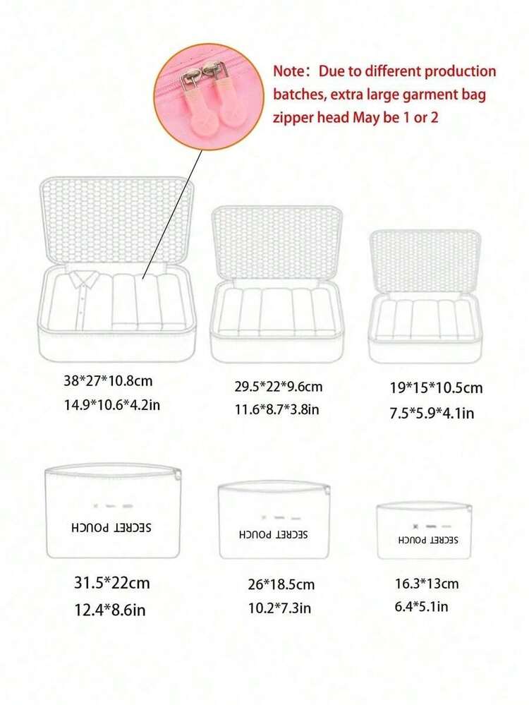 SGIAWETA-6pcs Travel Clothing Storage Bags School Supplies Room Decor Bedroom Decor Dorm Essentials School Student Teacher Travel Storage Bag Set With Lingerie Bag Waterproof Dustproof With Zipper Luggage Back To School Nylon Men And Women Student Travel Essentials Back To School Supplies-Birthdaygift - 海軍藍 - 查看 4