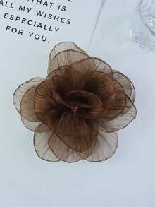Elegant Handmade Chiffon Large Floral Brooch Hair Clip, For Women Clothing, Wedding Accessories - Yarn Flower - View 23