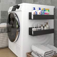 磁性冰箱搁架 | 免打孔多功能厨房调味品架，强力磁性调味品架，免钉，无残留，节省空间，现代风格，灰色饰面，悬挂式搁架。 - 新款 - 查看 9