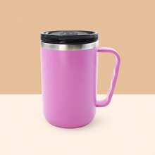 1pc 450ml Double Wall Insulated Coffee Mug With Lid, 304 Stainless Steel Inner PP Plastic Outer Thermal Cup, Leakproof Reusable Travel Tumbler For Hot & Cold Drinks, Home Office Car Use - Multicolor - View 12