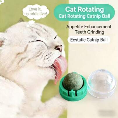 Rotating Wall-Mounted Cat Cat Ball Toy, Interactive Licking Cat Toy, Helps Remove Hairballs, Relieve Stress, Clean Cat Teeth