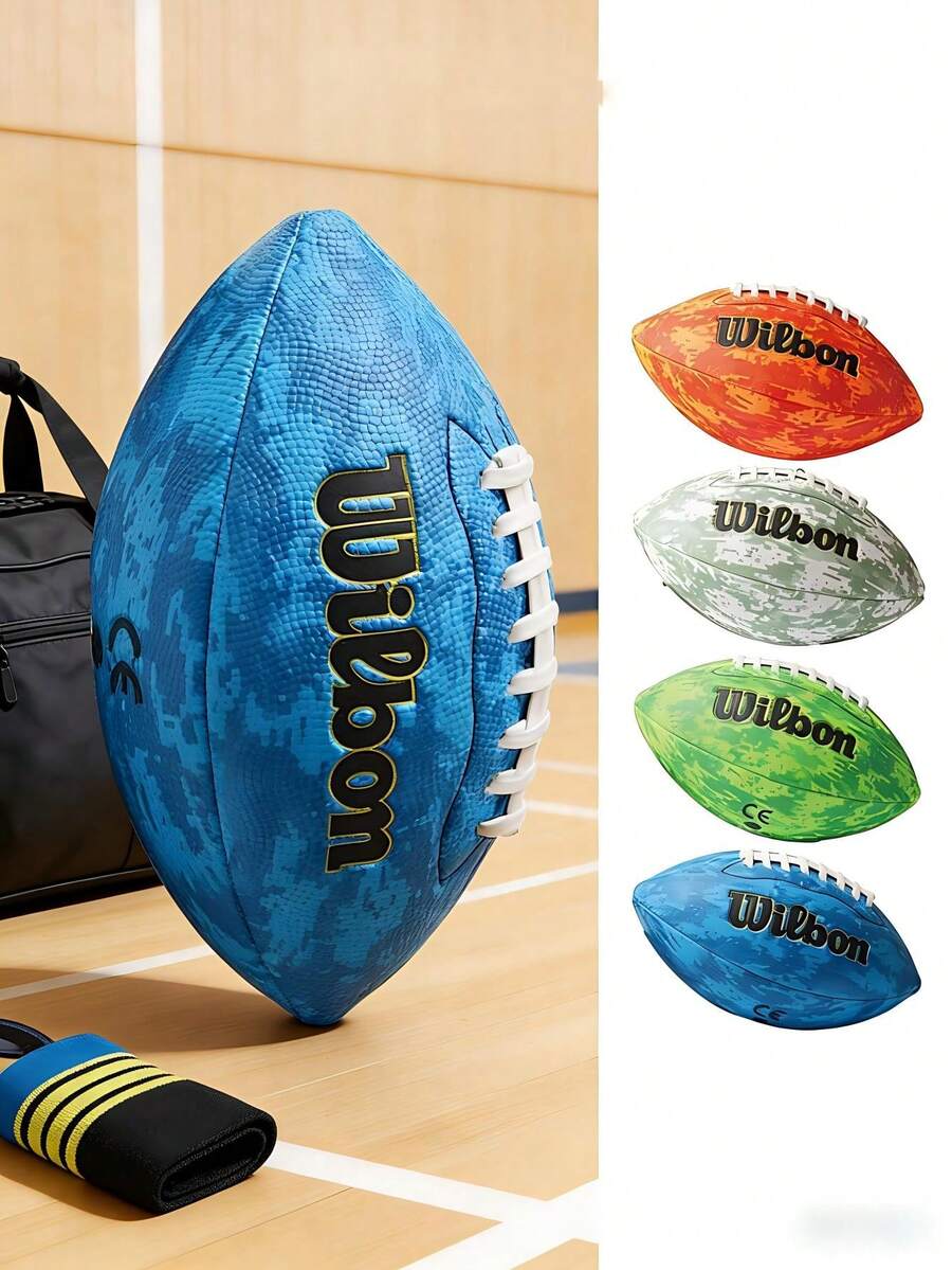 Balón de fútbol americano de colores vivos, de cuero mixto de tacto suave, con diseño de camuflaje y agarre mejorado. Balón de rugby para jugadores juveniles profesionales. Balón de rugby estético para dominar los pases y recepciones precisos en el gimnasio, el campo y las competiciones al aire libre. Equipamiento de fútbol americano, cuero mixto de tacto suave, rugby, fútbol americano, balón de rugby - A - Ver 1