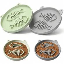 Slow Feeder Cat Bowl 2 PCS Silicone Cat Bowl Slow Feeder Ideal For Dry And Wet Food Easy To Clean Interactive Puzzle Toy For Pets Food Training Keeps Cats Busy 6.69" W X 0.65" H - 100ml - 查看 1