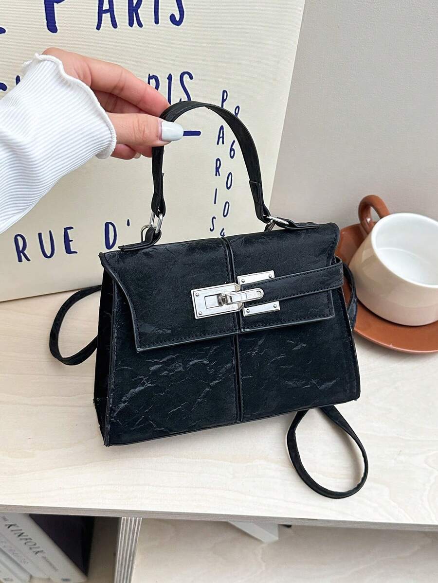 New Versatile Elegant One Shoulder Handbag, Casual Tote Crossbody Bag - Black - View 1