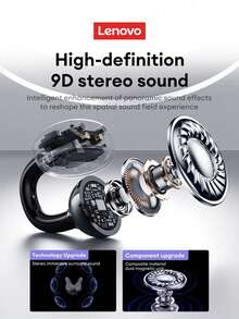 Tai nghe Bluetooth Lenovo LE302 kèm hộp bảo vệ, thiết kế mở với âm thanh vòm, chất lượng âm thanh cao, độ trễ thấp, thích hợp cho nghe nhạc, chơi game, âm thanh định hướng, khử tiếng ồn ENC, cuộc gọi rõ ràng, tai nghe không dây lý tưởng cho chạy bộ. - Xem 7