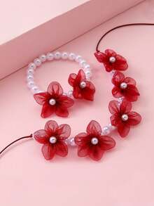 1 Bộ trang sức thủ công đính cườm hình hoa, gồm vòng tay và dây chuyền. - hoa - Xem 8