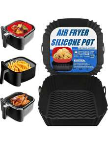 Reusable Silicone Air Fryer Pot, Organic Silicone Air Fryer Liner, Air Fryer Accessories, Kitchen Supplies Replacement For Disposable Baking Mat Liner - Multicolor - View 2