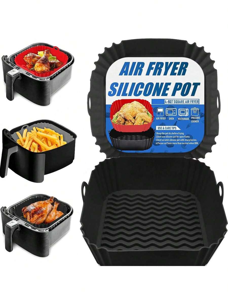Reusable Silicone Air Fryer Pot, Organic Silicone Air Fryer Liner, Air Fryer Accessories, Kitchen Supplies Replacement For Disposable Baking Mat Liner