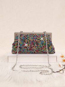 Túi xách nữ thanh lịch đính đá lấp lánh, ví cầm tay dự tiệc sang trọng, túi xô bóng bẩy, túi xách và túi đeo vai đính đá mới, túi dự tiệc thời trang, món quà Valentine thú vị dành cho nàng. - Nhiều màu - Xem 6