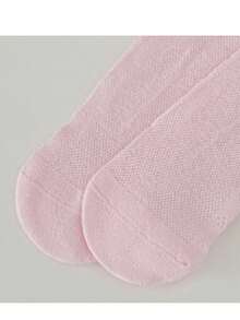 Vớ dài đến giữa bắp chân, kiểu dáng thoải mái, đa năng, viền ren, thích hợp cho mùa xuân/thu. - Nhiều màu - Xem 2