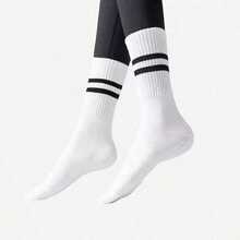 Calcetines de yoga a rayas para mujer (1/2/5 pares), calcetines profesionales de media caña para deportes y fitness en interiores, exquisito regalo de Navidad, regalo único de Año Nuevo, regalo del Día de San Valentín para tu novia. - Multicolor - Ver 3