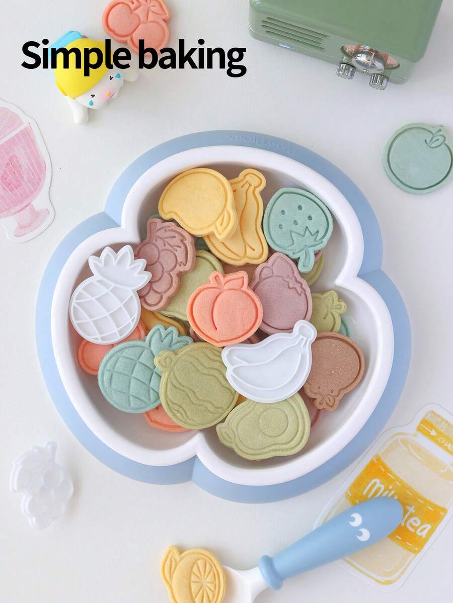 1 Set Of Fruit Series Cookie Molds, Cute Candy Cookie Cutter, Kitchen Baking Tools, Cake Decoration Cookie Stamps, Birthday Party Gift. Suitable For Making Cute Small Snacks, Suitable For Children's Snacks. Cake Decorating Accessories