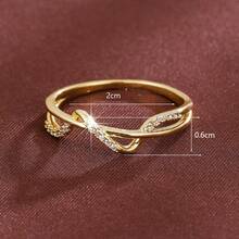 1pc Twisted Design Cubic Zirconia Inlaid Fashion Ring For Women - Multicolor - View 6
