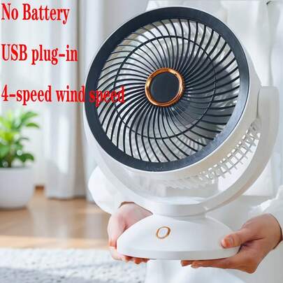 GICOOK 1 Peça Ventilador de Mesa Alimentado por USB, Ventilador Circulador de Ar para Casa, Portátil com Proteção de Tela Destacável, 4 Velocidades Ajustáveis, Controle por Botão, Adequado para Sala de Estar e Quarto, Tensão de Trabalho de 36V, Acabamento Branco Fosco, Design Minimalista