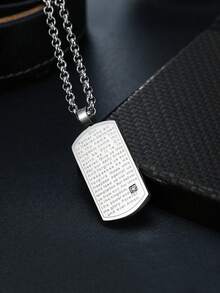 1pc Men's English Letter Fashion Vintage Rhinestone Creative Stainless Steel Necklace, Suitable For Gifts And Daily Wear - Pendant - View 8