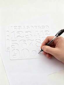 1/4/8pcs Printed Letter Outline Stencils - Durable Plastic Numbers & Symbols For DIY Crafts, Calligraphy, Writing Practice - Suitable For Beginners & Professionals, Reusable For Painting, Handmade, Sign Making, Wall Decor, Scrapbooking, Includes 0-9 Numbers & Various Symbols - Hollow Template - View 8