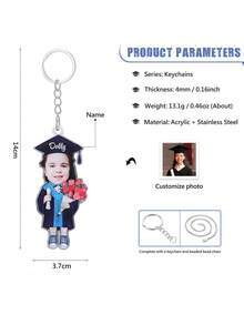 Customized Graduation Commemorative Keychain Gift, Customized Photo Keychain, Photo Graduation Cap Acrylic Pendant, College Graduation Gift, Women's Gift, Men's Gift - Multicolor - View 4