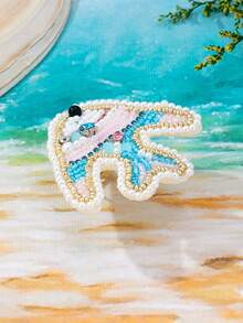 1枚手工串珠海洋生物主题戒指，鱼、海豚、贝壳造型，适合夏季海滩度假，甜美Y2K音乐节饰品 - 海豚 - 查看 11