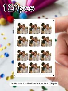 Custom Photo Stickers Personalized Name Date Design, Romantic Elegant Style For Wedding Anniversary Scrapbook Journal Decor, Customized Picture Couple Sticker Set Keepsake Gift, Customizable Text Memory Label For Friends Family Valentine's Day - Style a - View 12