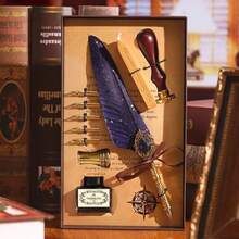 一套冬季礼盒包含：印章、火漆印章、Jubaboz书法笔、墨水、自动蘸水笔、鹅毛笔 - 彩色 - 查看 7